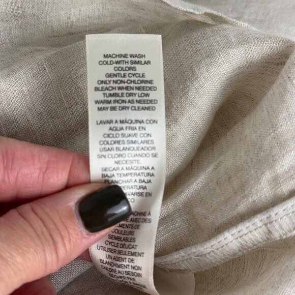 Chico's 100% Linen Beige Long Line Sleeveless Tunic Top Chico Size 2 (US L/12) - Picture 8 of 10